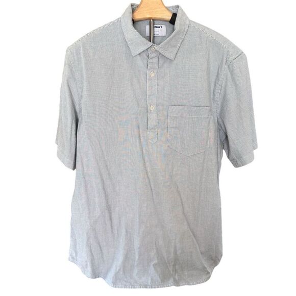 2 Old Navy Men's Henley Oxford Short Sleeve Shirt Size Large - Picture 1 of 9